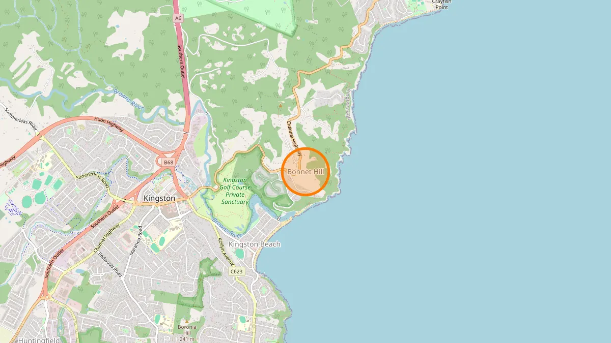Hobart Rubbish Removal service area map for Bonnet Hill