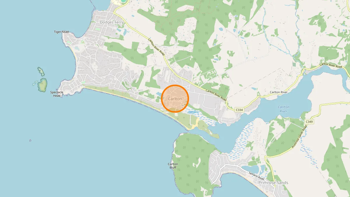 Hobart Rubbish Removal service area map for Carlton