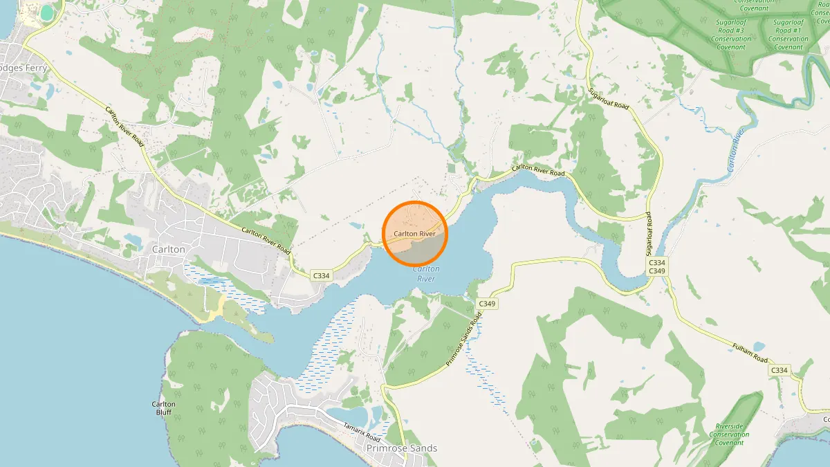 Hobart Rubbish Removal service area map for Carlton River