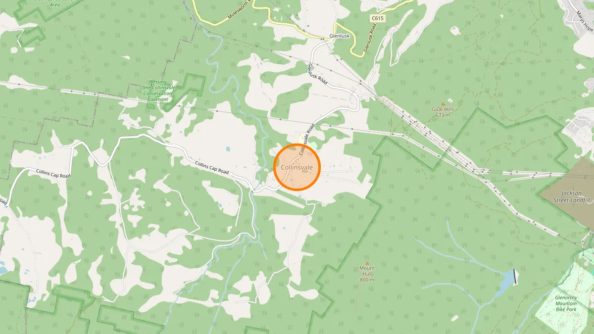 Hobart Rubbish Removal service area map for Collinsvale