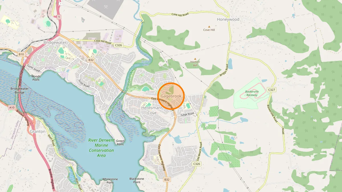Hobart Rubbish Removal service area map for Gagebrook
