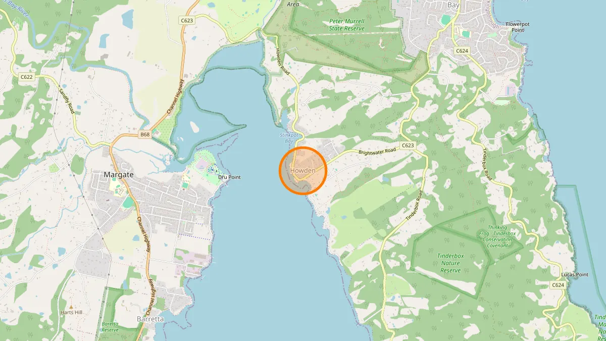 Hobart Rubbish Removal service area map for Howden