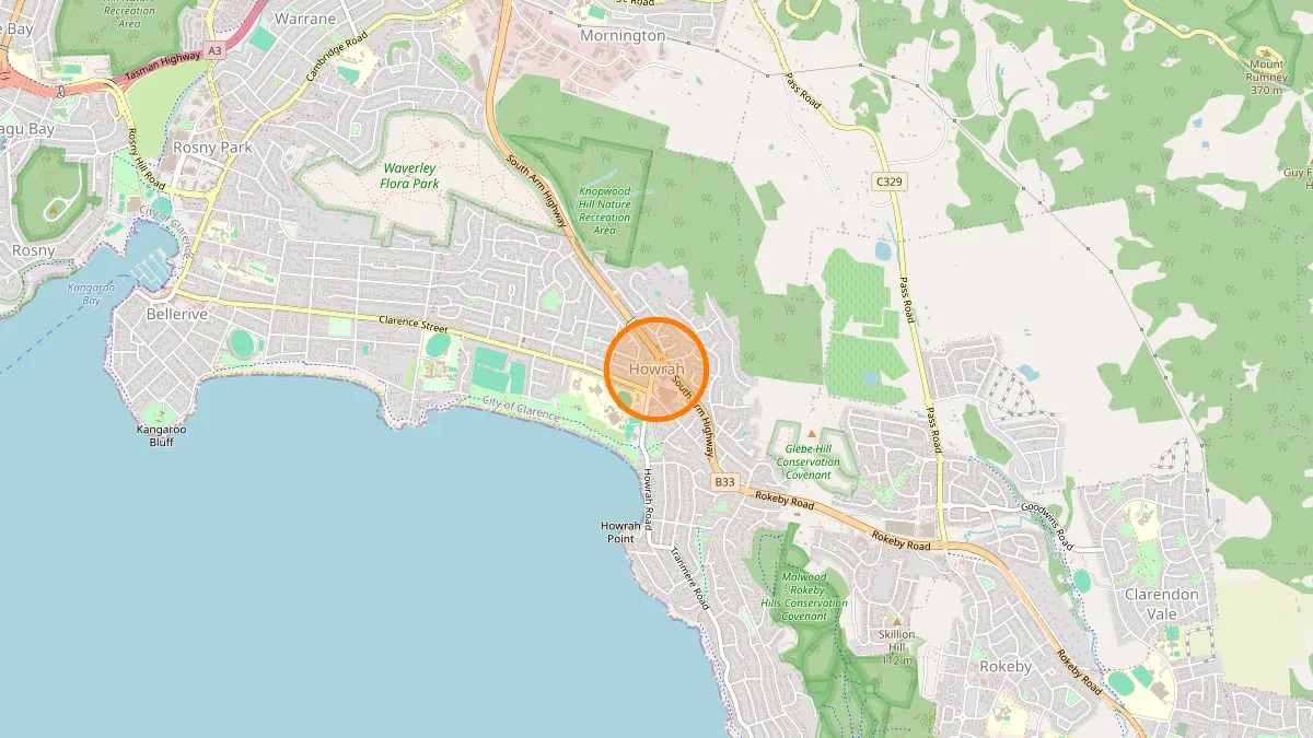 Hobart Rubbish Removal service area map for Howrah