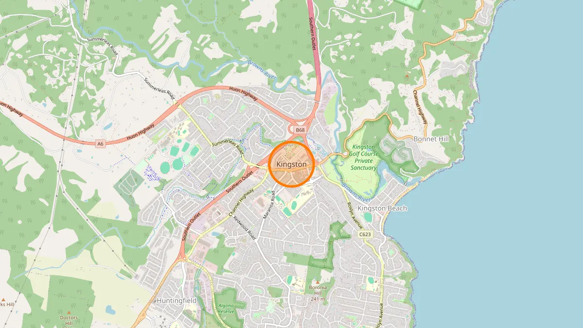 Hobart Rubbish Removal service area map for Kingston