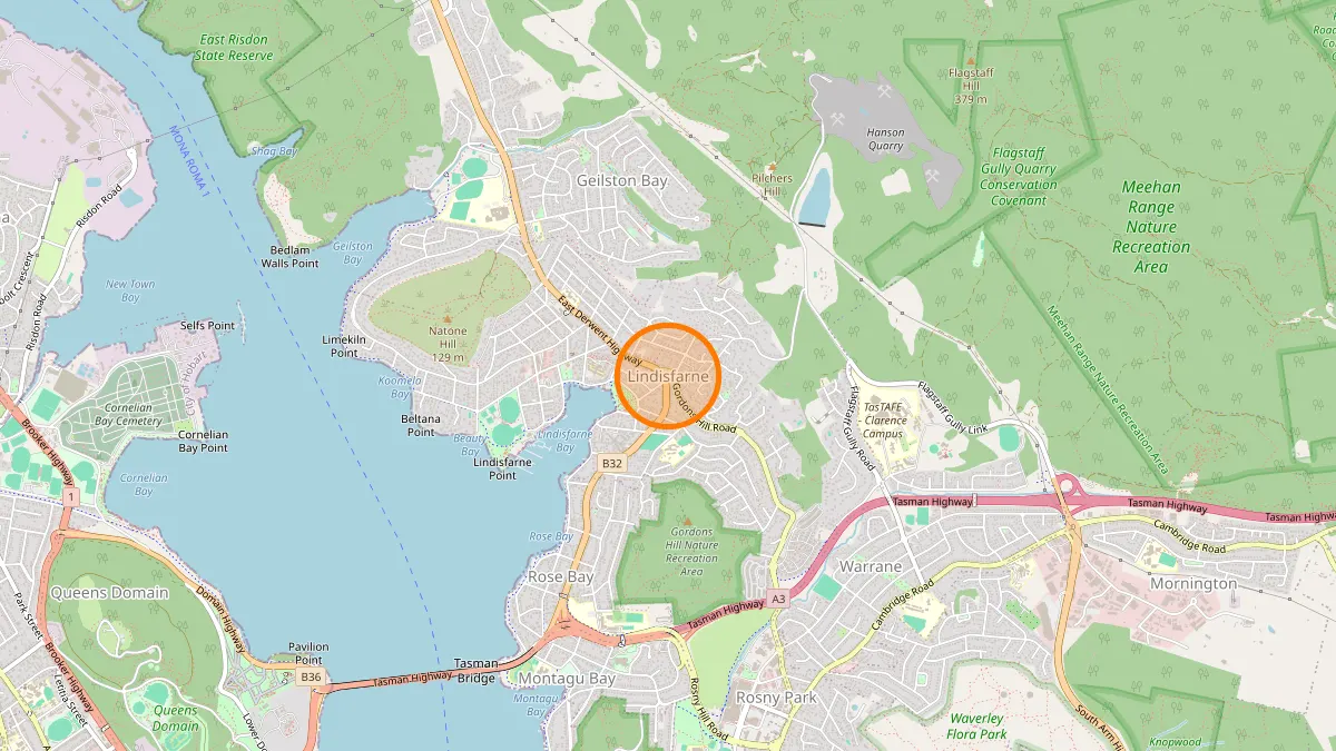 Hobart Rubbish Removal service area map for Lindisfarne