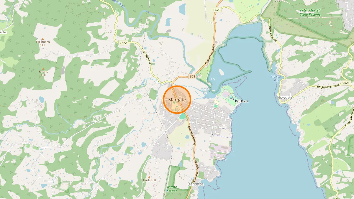 Hobart Rubbish Removal service area map for Margate