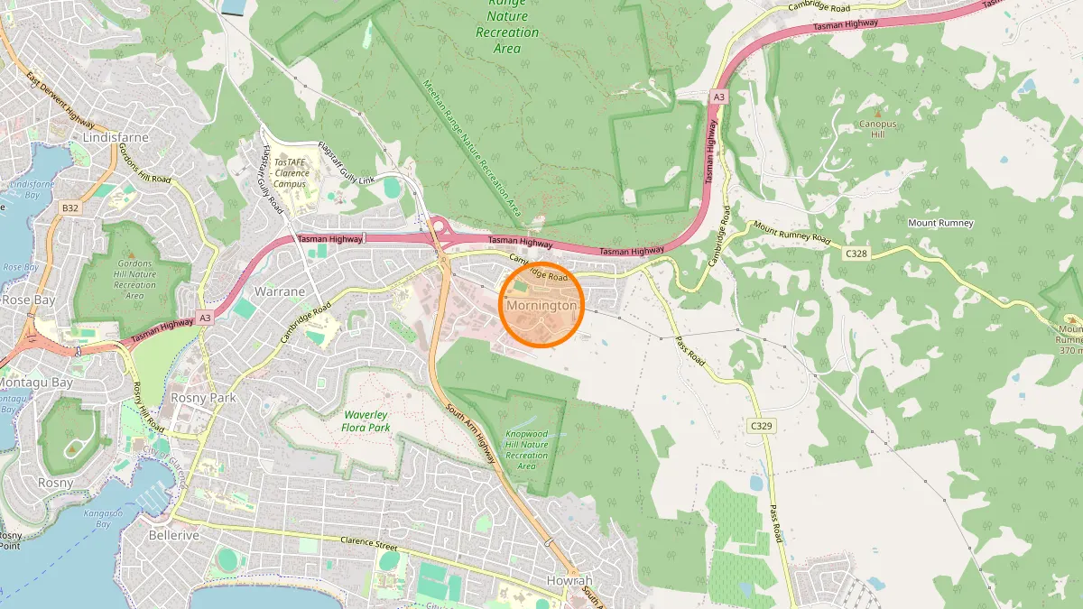Hobart Rubbish Removal service area map for Mornington