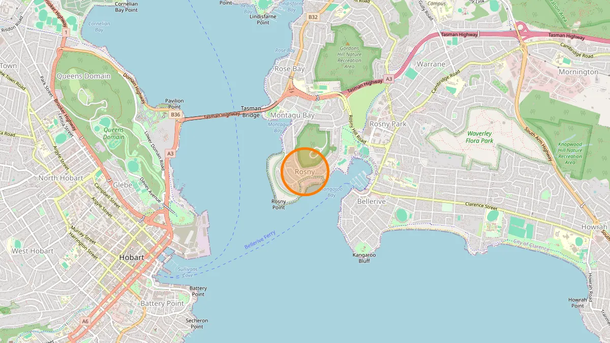 Hobart Rubbish Removal service area map for Rosny