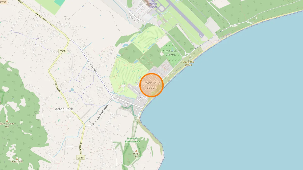 Hobart Rubbish Removal service area map for Seven Mile Beach