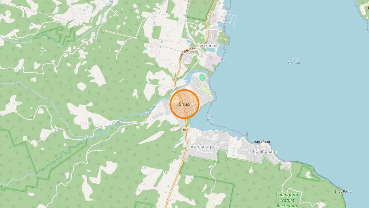 Hobart Rubbish Removal service area map for Snug