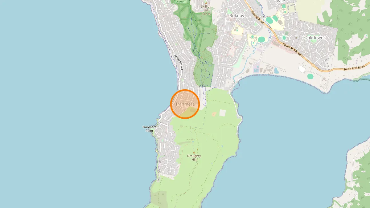 Hobart Rubbish Removal service area map for Tranmere